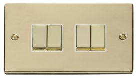 VPBR414WH  Deco Victorian 4 Gang 2 Way ‘Ingot’ 10AX Switch